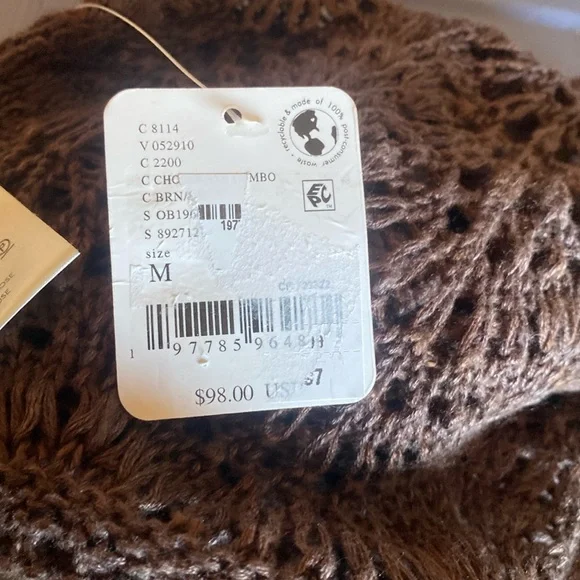 Free People NWT Boho Summer Breeze Open Knit Linen Blend  Scoop Neck Camisole M - Picture 11 of 14